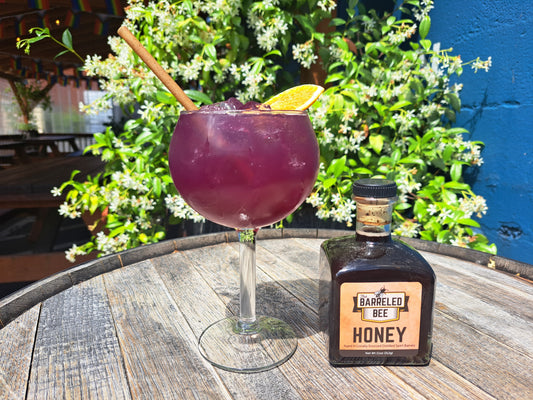 AVAILABLE AT SELECT MARKETS Batch 111: Blackberry Honey Aged in Blackberry Port Barrels from Abbey Creek Winery (11oz Square Bottle)